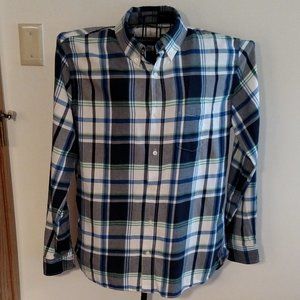 Aeropostale blue, green & white plaid long sleeve shirt, exc. cond, size L